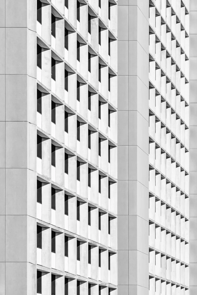 Olympic Village, Munich, Black & White Minimal Architecture Photography, 2020