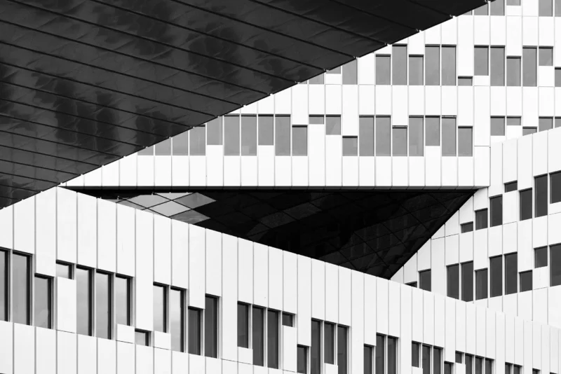 Equinor Fornebu, Oslo, Black & White Minimal Architecture Photography, 2021