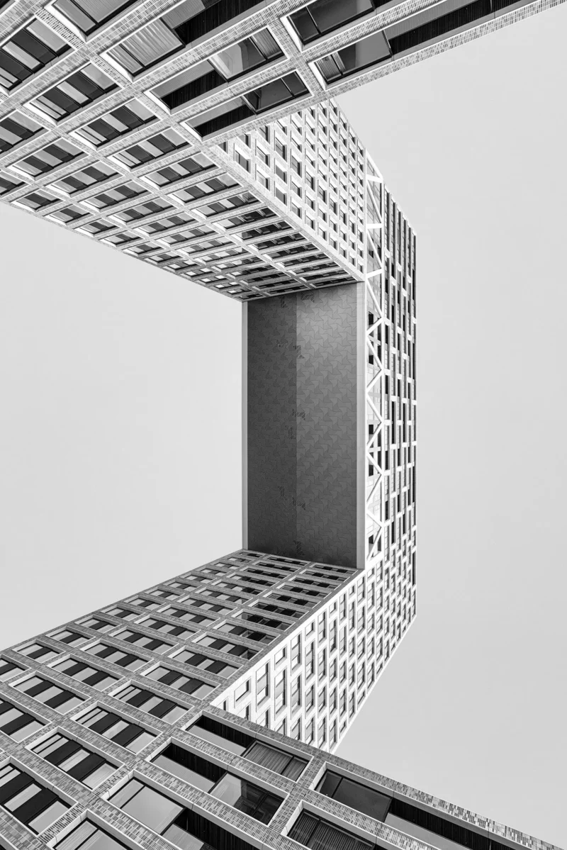 Hotel Pontsteiger, Amsterdam, Black & White Minimal Architecture Photography, 2021