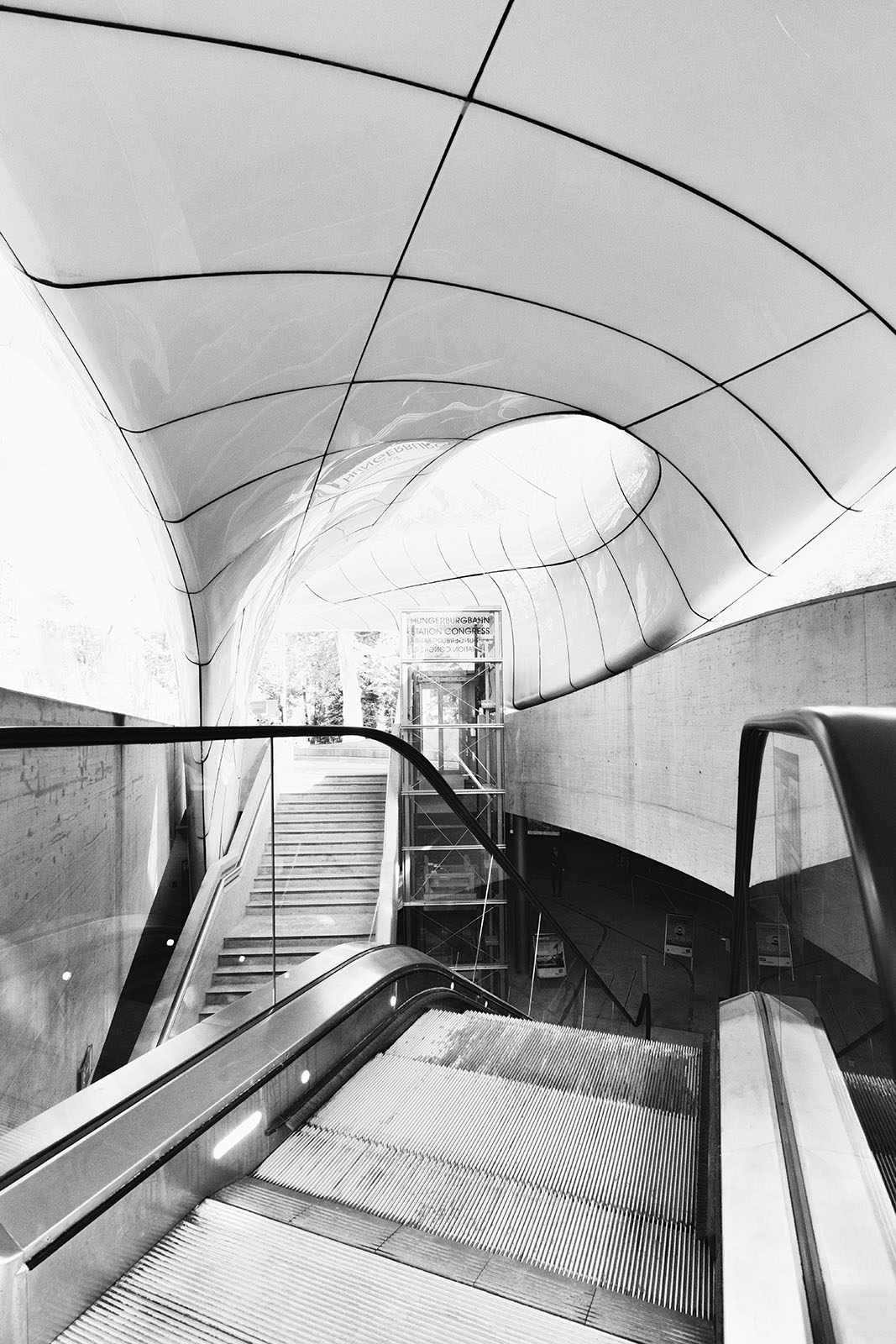 Hungerburgbahn, Innsbruck - Zaha Hadid - Black & White Fine Art Architecture Photography