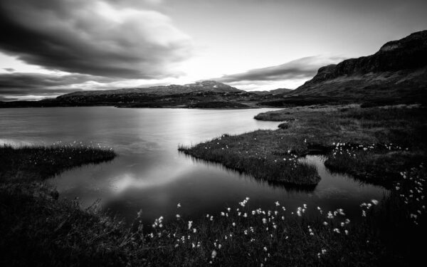 Sunset Lake, Hardangervidda National Park, Norway, Black & White Phohography