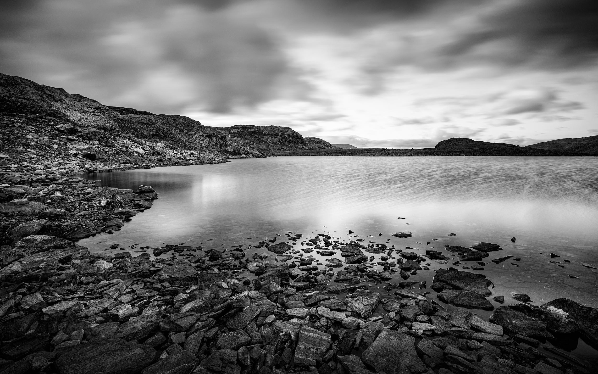 Harsh Mountain Lake, Dovrefjell Sunndalsfjella National Park, Norway, Black & White Phohography
