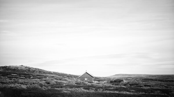 Wooden House, Hardangervidda National Park, Norway, Black & White Phohography