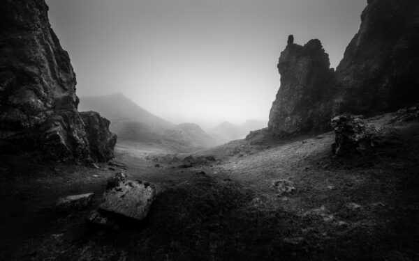 Old Man of Storr, Isle of Skye, Scotland, Outer Hebrides, Black & White