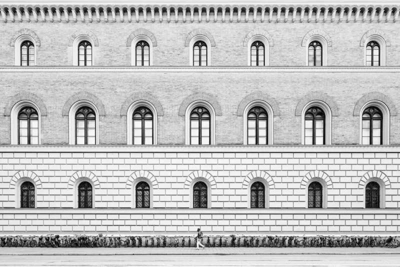 Bayerische Staatsbibliothek, Munich, Black & White Minimal Architecture Photography, 2021