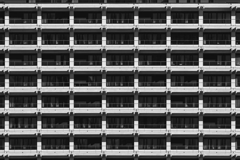 Olympic Village, Munich, Black & White Minimal Architecture Photography, 2021