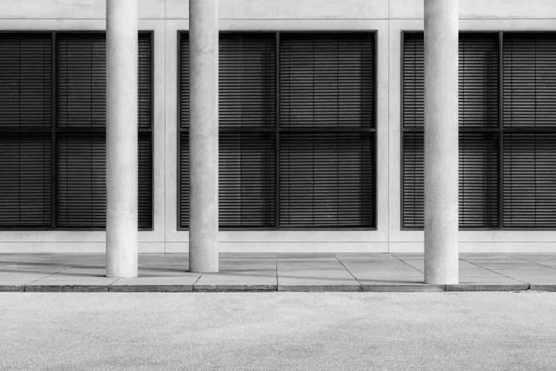 Pinakothek der Moderne, Munich, Black & White Minimal Architecture Photography, 2021