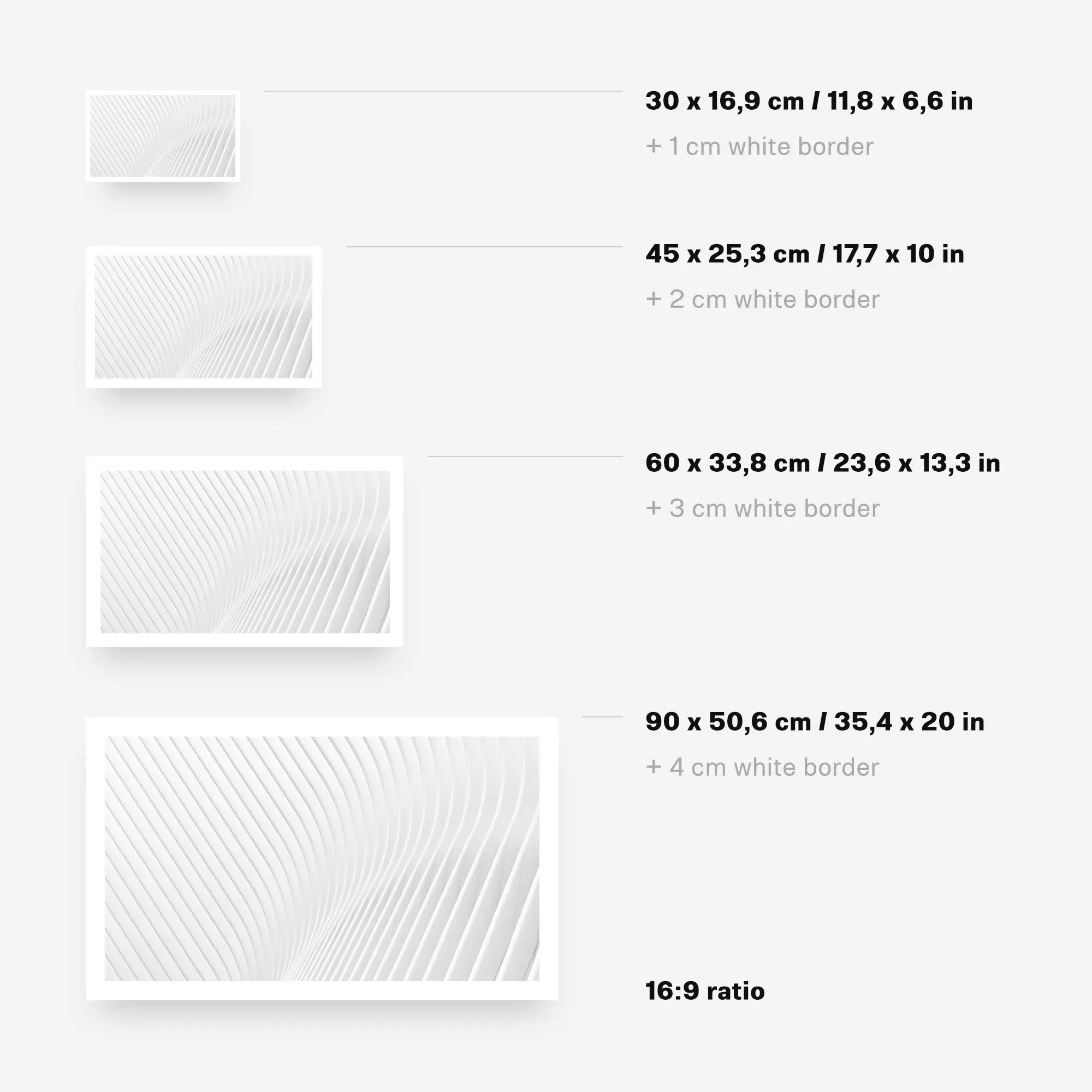 Product Sizes 16:9